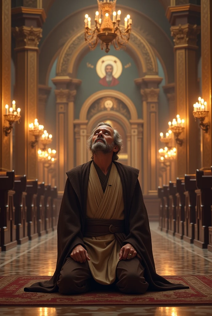 Obi wan praying in a orthodox church