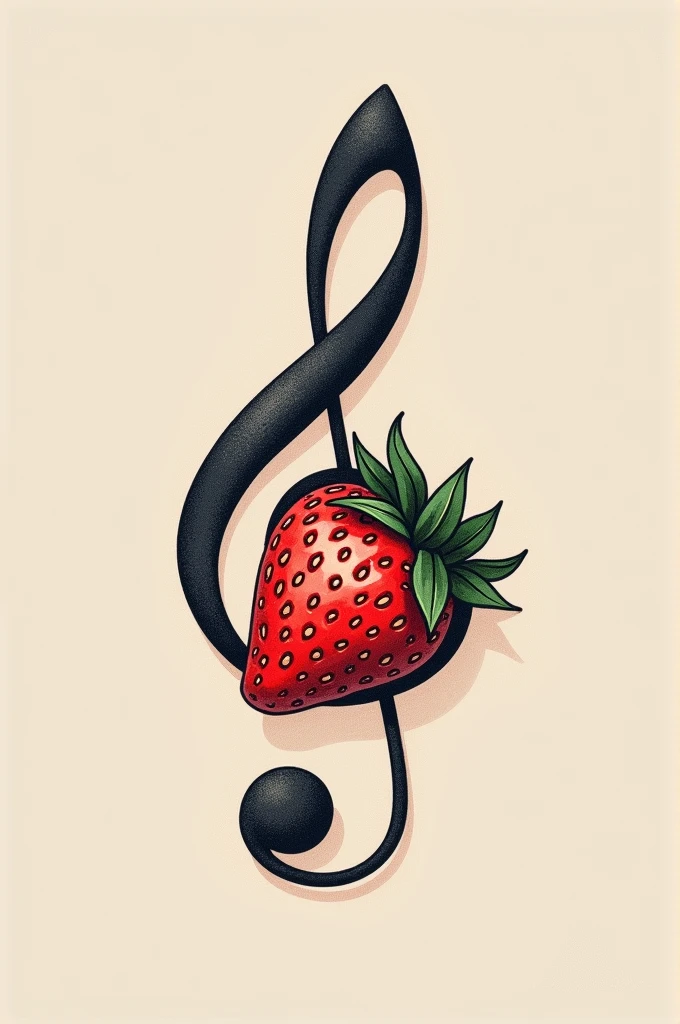 Bass Clef Tattoo with a Strawberry