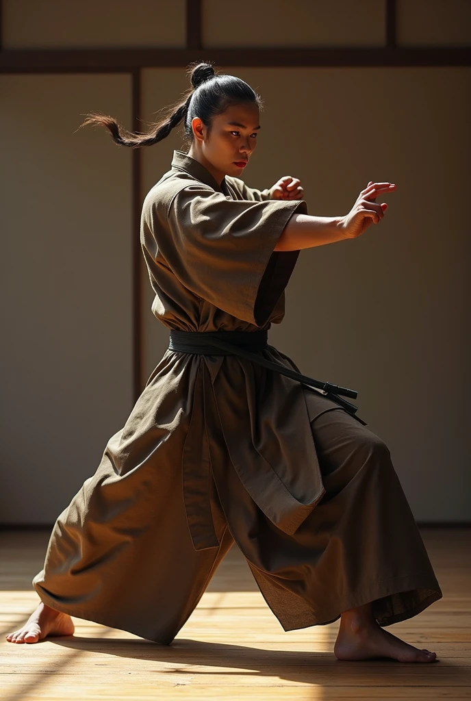 Generate martial arts image with brown karategui