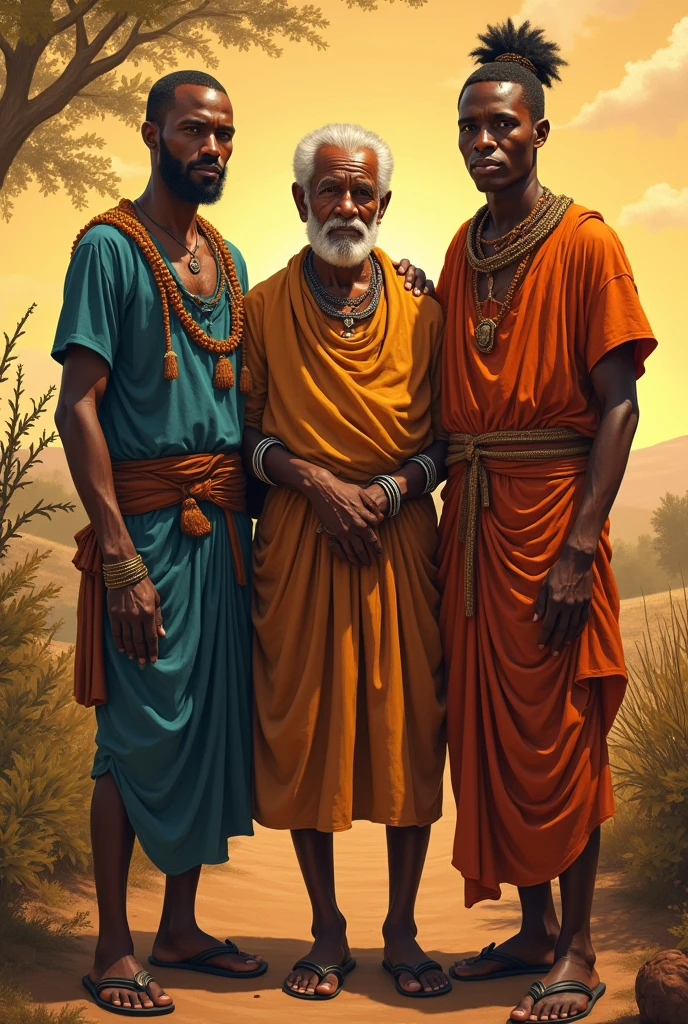 An 60 years frican husband and their sons 