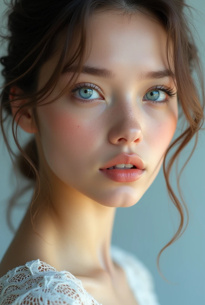 beautiful girl , blue light eyes , high quality , realistic , 4k resolution 