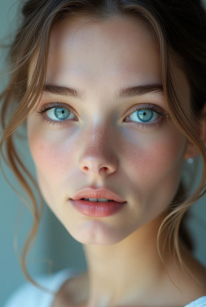 beautiful girl , blue light eyes , high quality , realistic , 4k resolution 