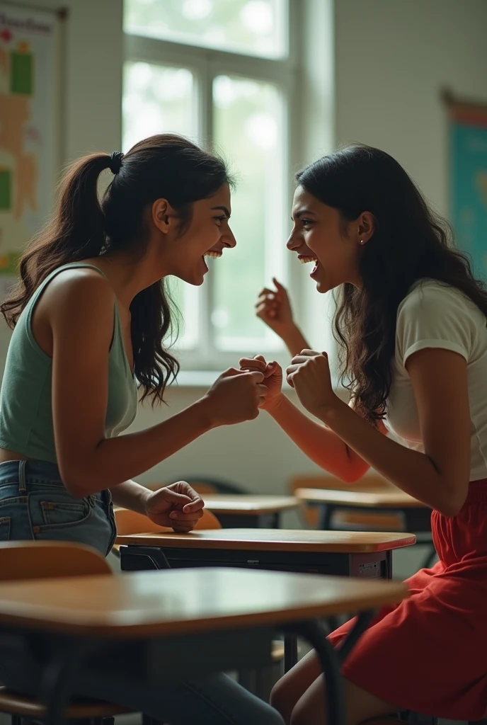 2 Indian girls fighting extreme in college class room
