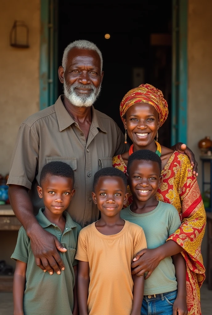 An 44years frican man  his wife and their sons 