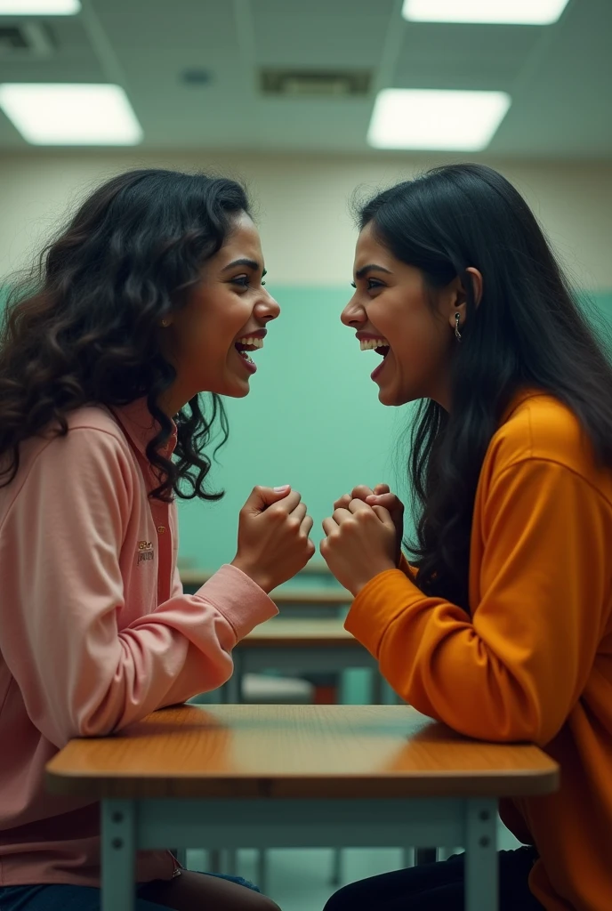 2 Indian girls fighting extreme in college class room