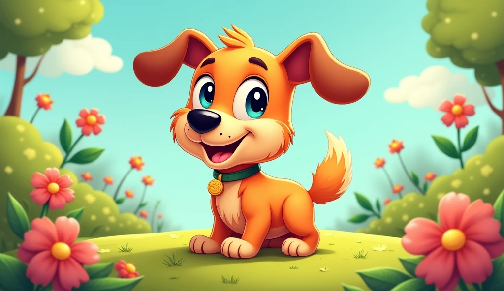 D is for dog create a wonderful cartoon dog image 