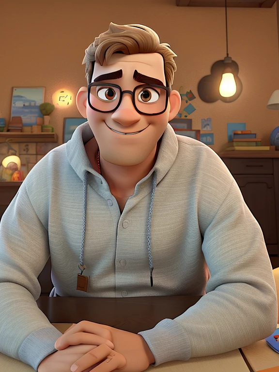 Um homem estilo Disney Pixar, shirtless wearing high quality glasses, melhor qualidade