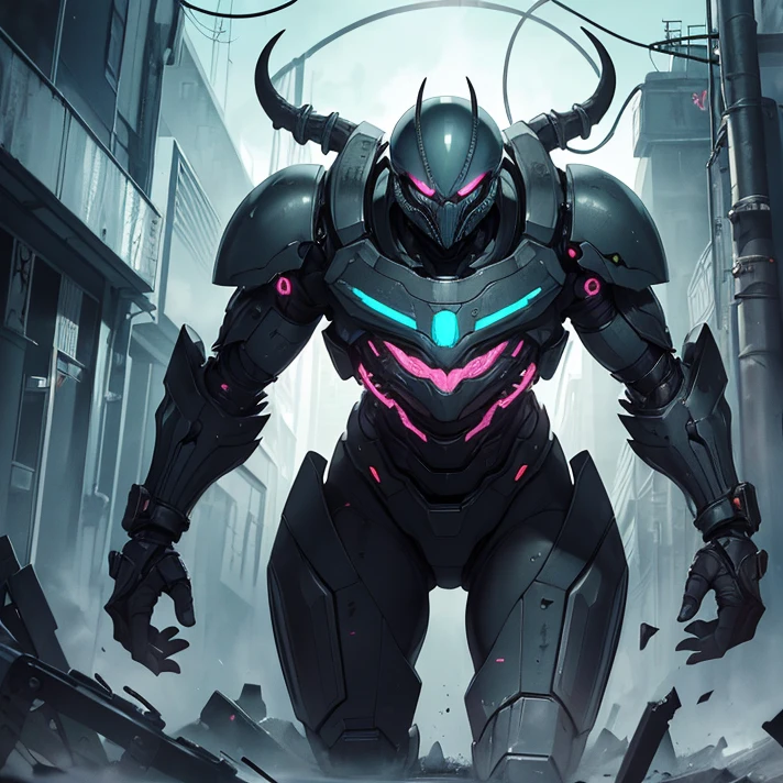 (masterpiece), (best high quality), (High resolution), (masterpiece), (anime style), (grimdark), (HD), (chaos), (simple background), (very detailed character,) ("Dead Spac eaesthetic")
{{Brainiac:(elder head with face wrinkles, grey skin, bald and full of black cables at top of the head, pink eyes, open laughing mouth full of metalic teeth),(blue biomechanic xenomorph body, grey biomechanic torax, biomechanic grey shoulders, sharped arms armor, fat hands with five cable fingers, biomechanic grey hips and legs, three tentacle tails with cyringes),(laughter evil pose, terrorist psychotic demeanor),(destroyed city on planet earth, desolated and lonely, green sky)}}
