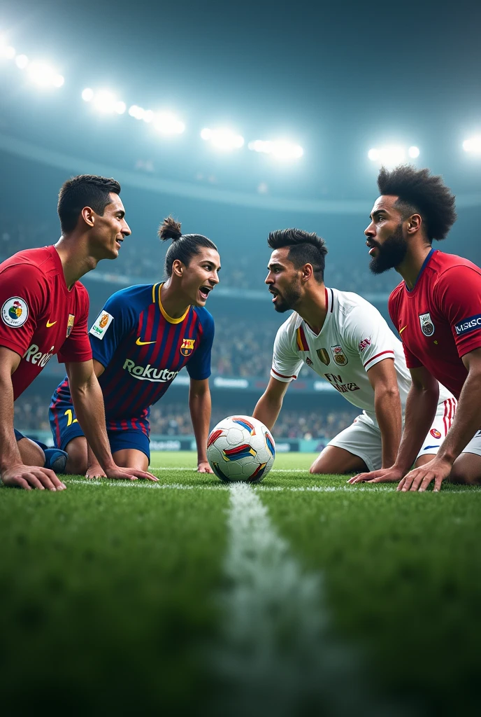 Ronaldo messi neymar mbappe in one photo