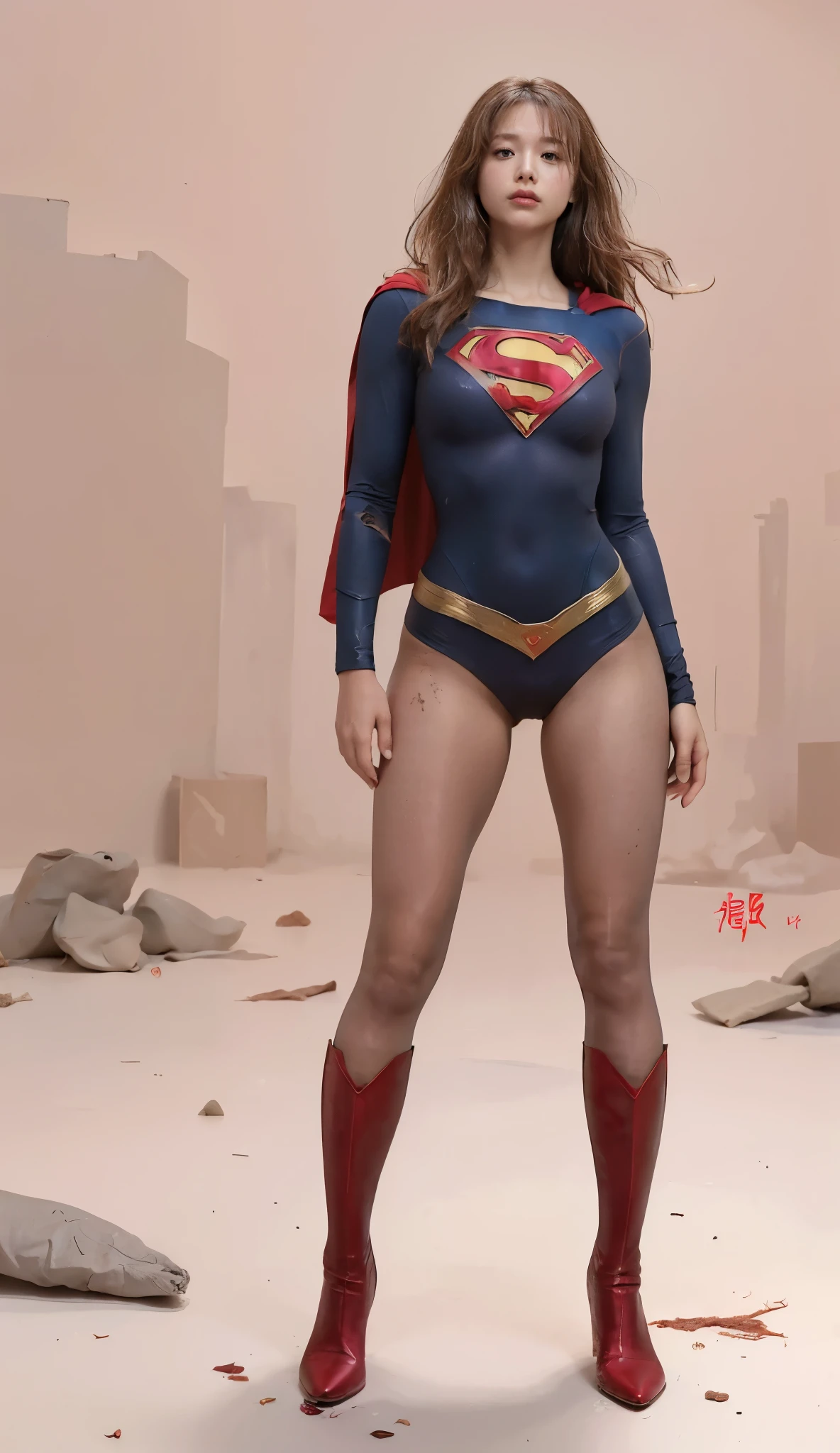 No background、(((Always close your eyes)))、(((Beautiful legs in black tights.)))、(((Legalize the beauty of your suffering face)))、((((Make the most of your original images)))、(((Supergirl Costume)))、(((Beautiful Hair)))、(((suffering)))、(((Please wear black tights....、Wear red boots)))、((Best image quality、8k))、((Highest quality、8k、masterpiece:1.3))、(((Preserve background )))、Sharp focus:1.2、Beautiful woman with perfect figure:1.lim Abs:1.2、Wet body:1.5、Highly detailed face and skin texture、8k