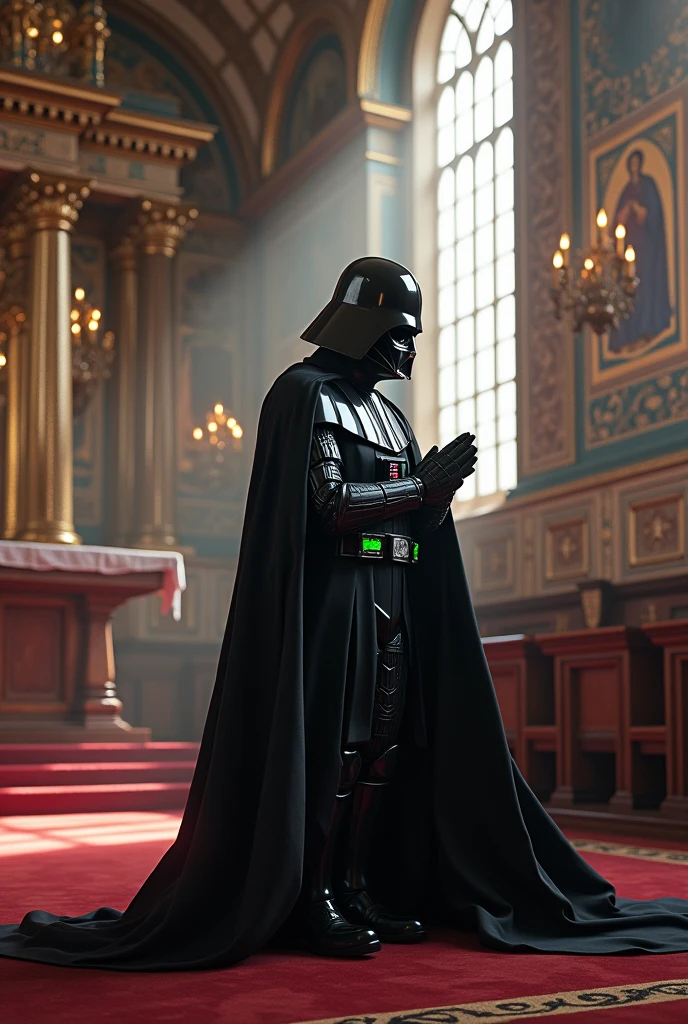 Darth vader praying in the orthodox church