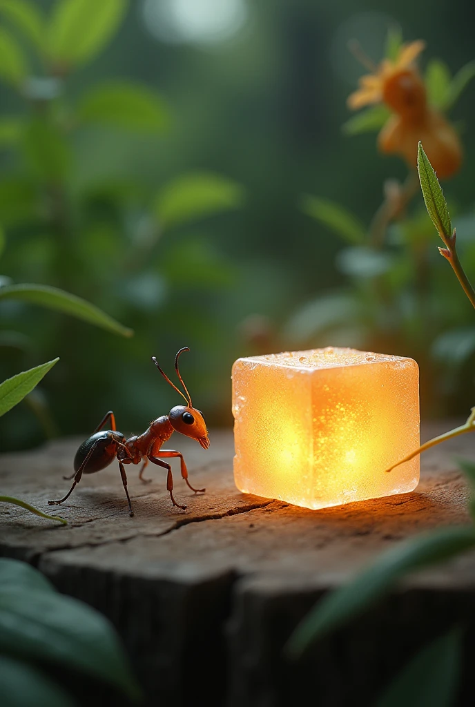 The ant meets a sugar cube.