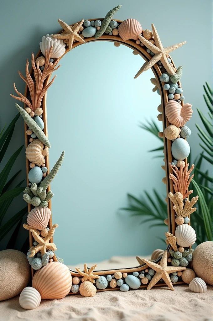 Mirror decorated with sea things