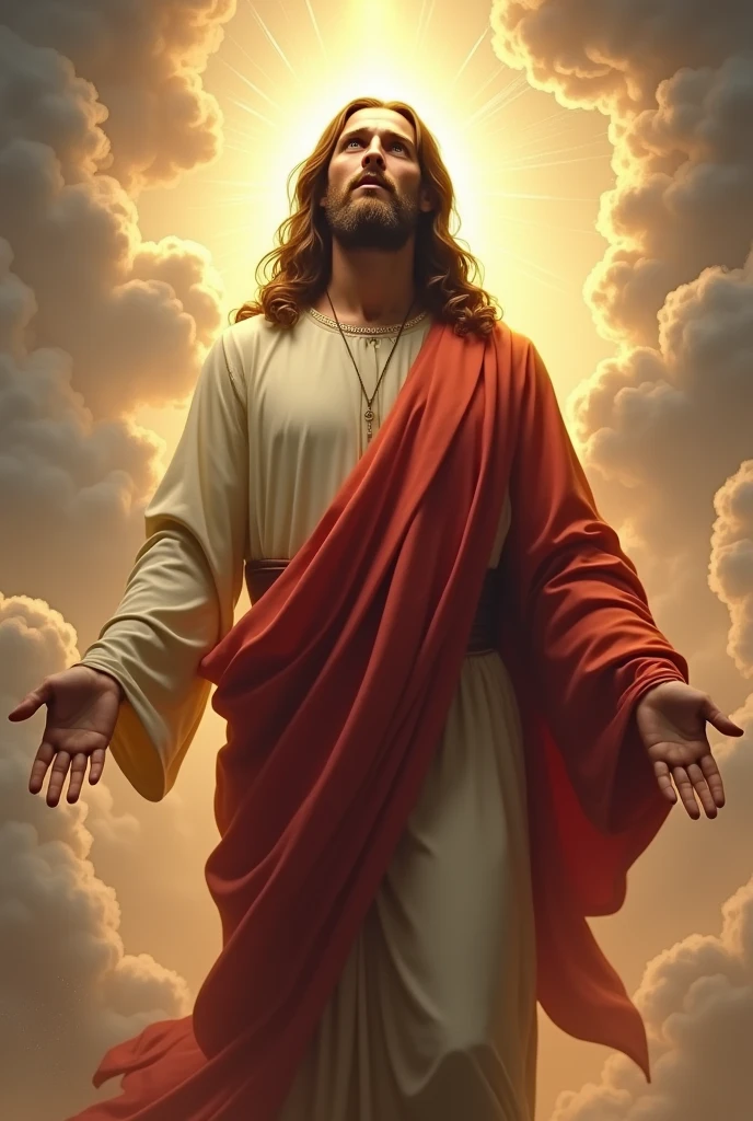 Create an image of Christ with great heavenly faith 
