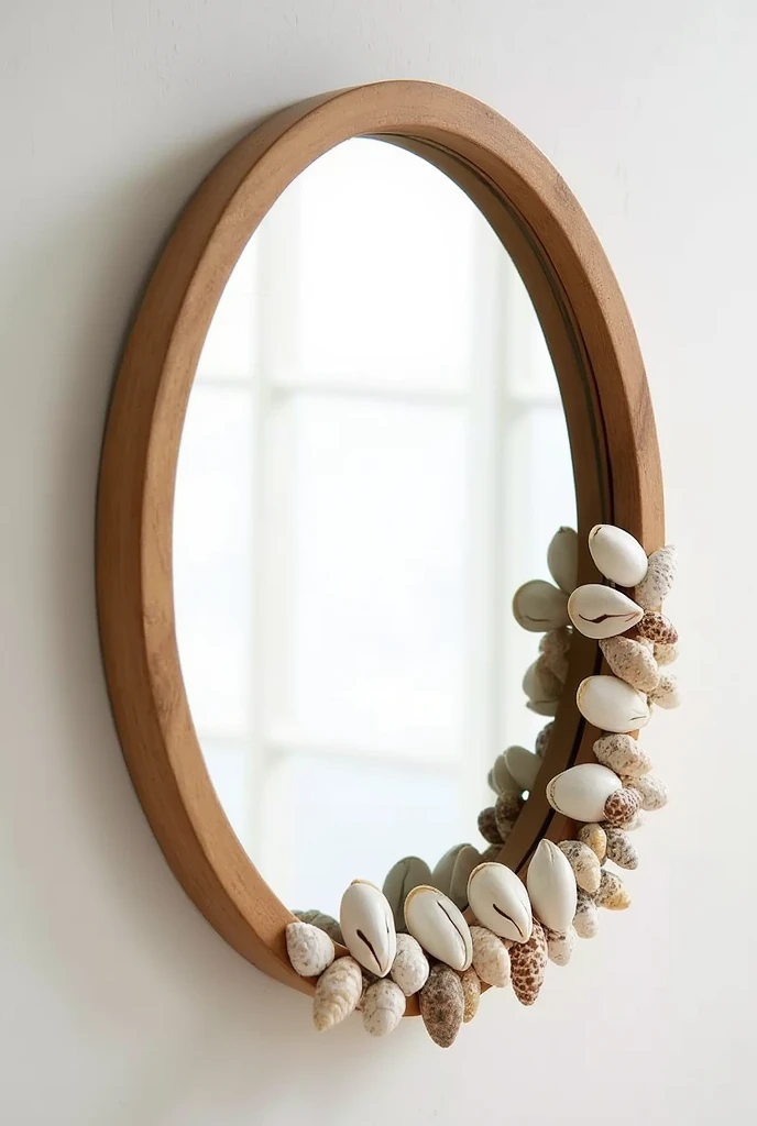 Oval mirror decorated with cowries