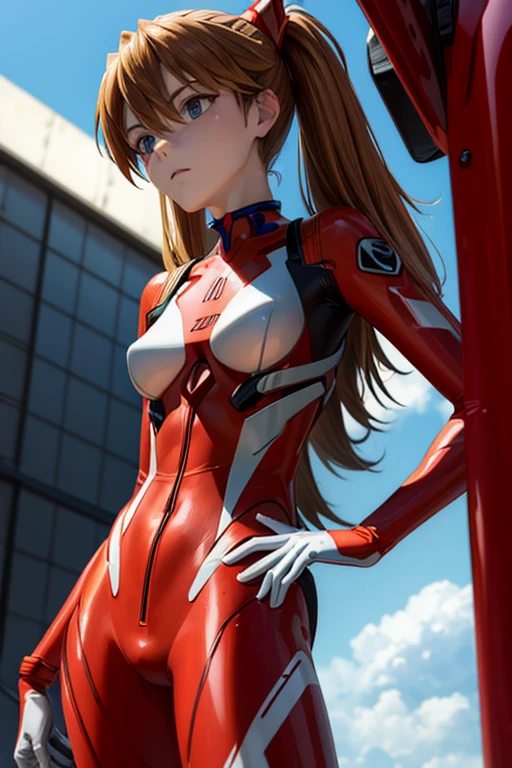 (masterpiece, best quality), 1girl, beautiful face, beautiful body, souryuu_asuka_langley, plugsuit, bodysuit, interface headset, red bodysuit, hair between eyes, pilot suit
