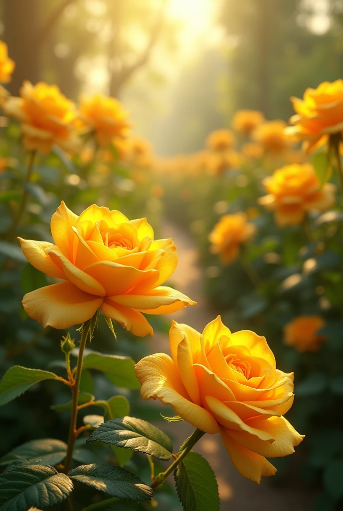 A garden of yellow roses