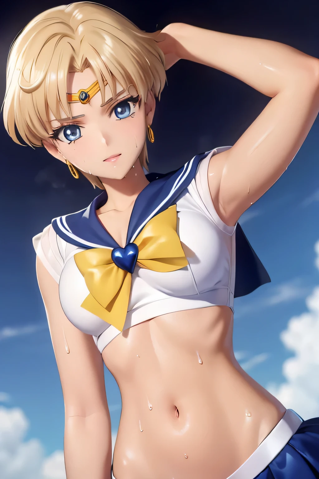 Perfect Anatomy Highest quality,Highest Resolution,(((Shiny clothes sweat))) Sailor Uranus