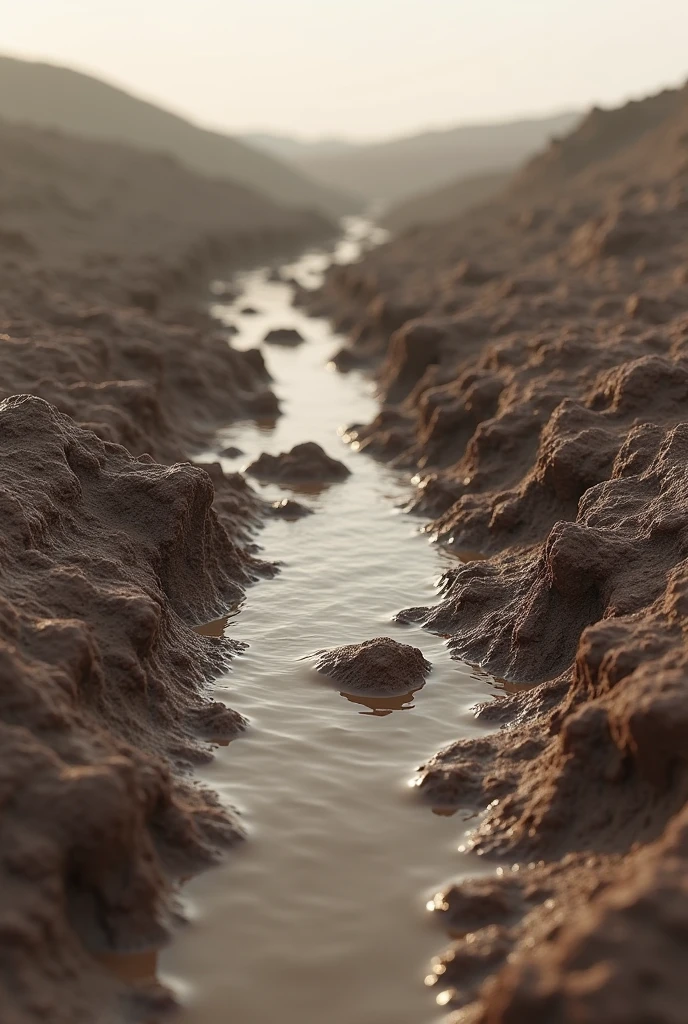 an earthy landscape, wet with mud, with muddy puddles and presenting an unparalleled level of realism, with every scale, fold and texture meticulously reproduced in ultra-high definition, evoking a sense of tangible and realistic presence, set against a neutral and No gradient that allows the viewer's focus to remain fixed, captured in a photorealistic portrait at 8k resolution, utilizing cutting-edge Unreal Engine 5 technology to produce an image of unparalleled fidelity, with a 4:9 aspect ratio and quality setting 2 , scaled to 1000 pixels.