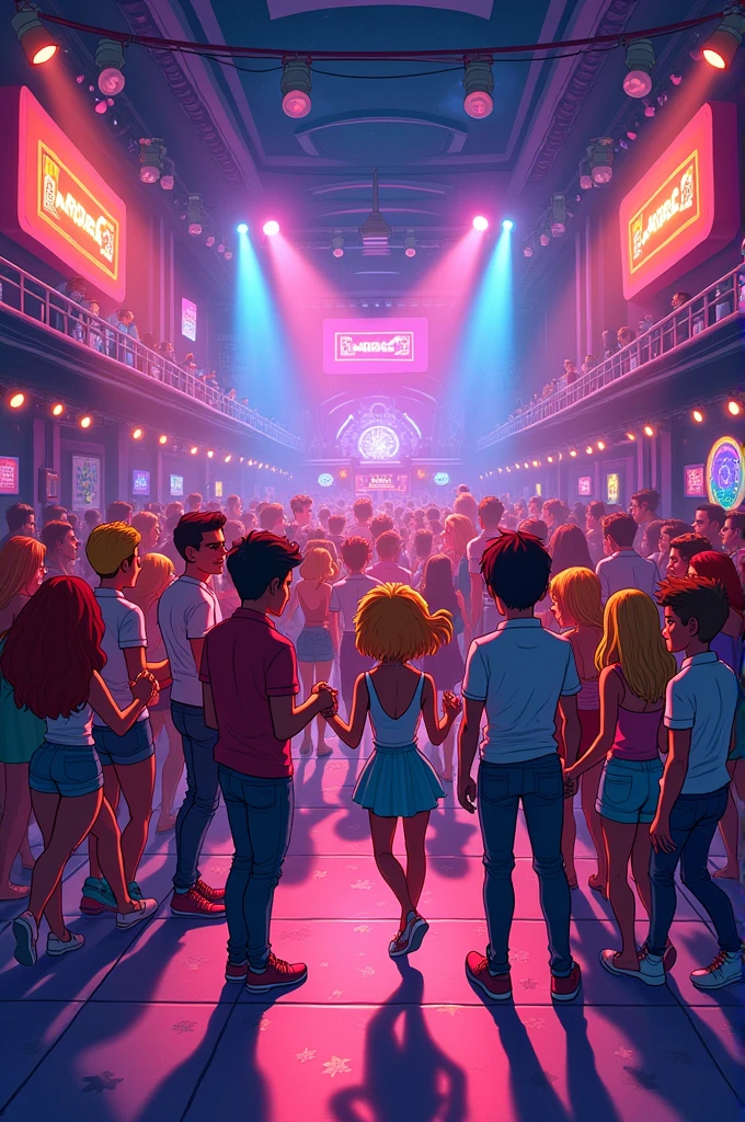 People in a club cartoon
