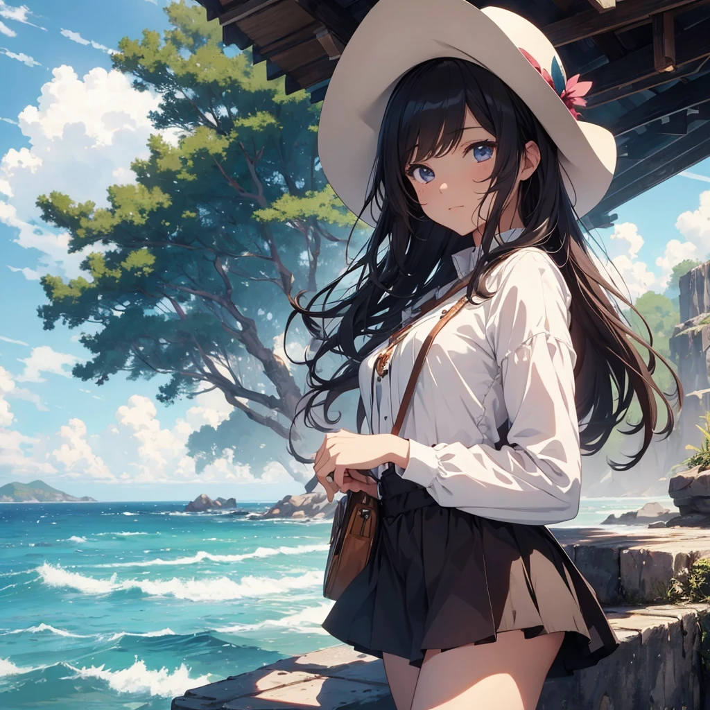 masterpiece, best quality, solo,1girl,looking at viewer,outdoor, cowboy shot,sea,anime style,
anne