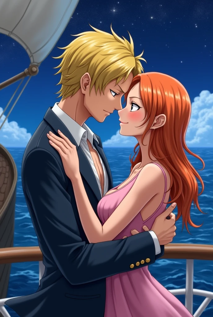 SANJI AND NAMI KISSING