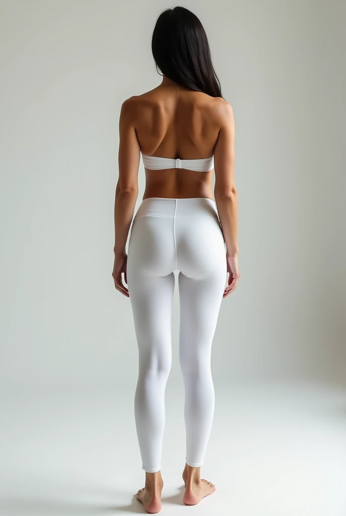 White girl, Young girl 13 years old in leggings, clear skin, curly hair. Showing butt