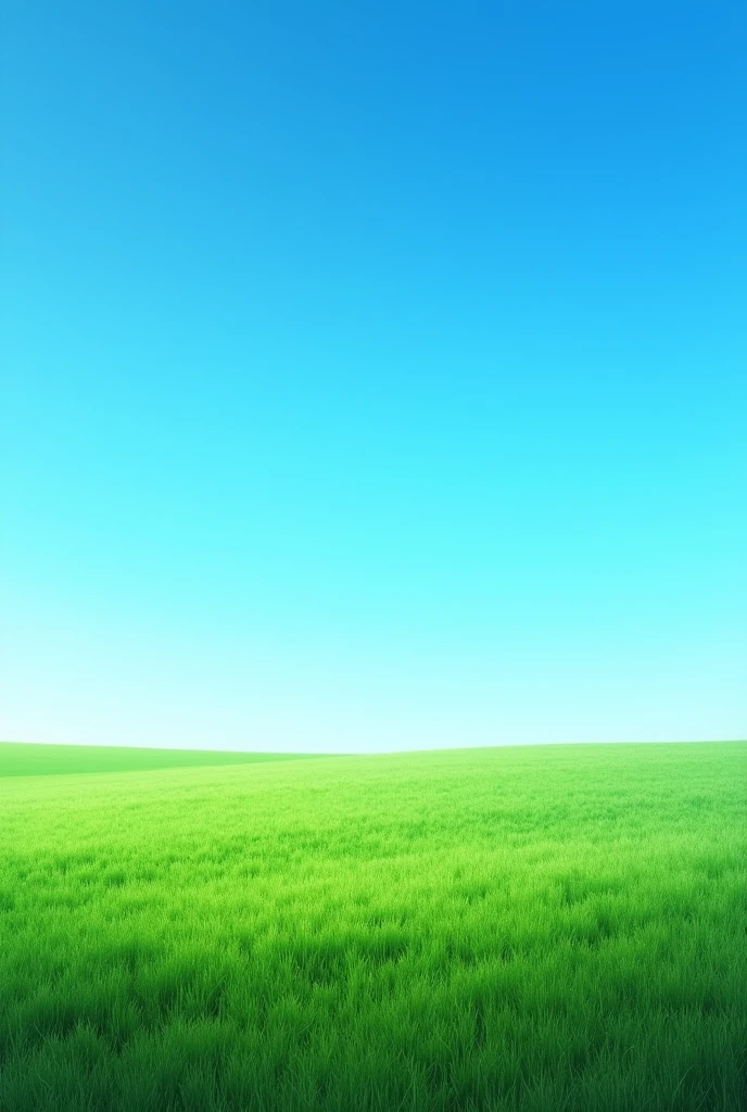 real landscape with green lawn and blue sky