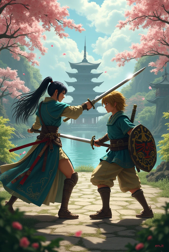 (photorealism:1.2), a kasuya mishi fighting with LInk