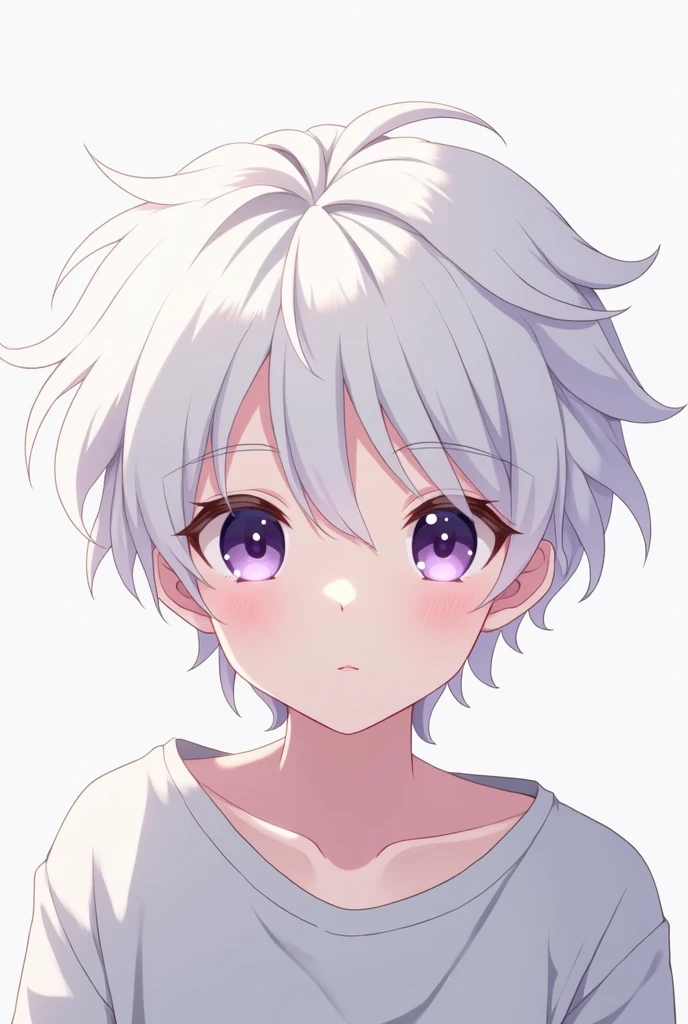 cute anime boy with white hair and purple eyes clean anime looking at camera without eyelashes pc wallpaper width 100 boy