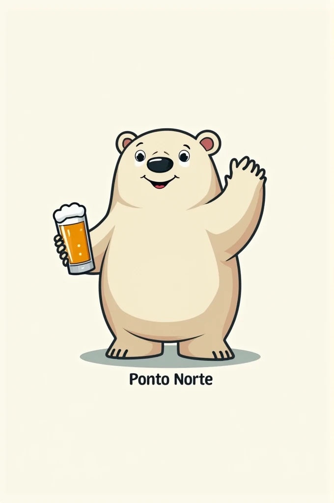 Create a 1x1 logo for a restaurant called “Ponto Norte” the logo should have a polar bear with a beer in his hand