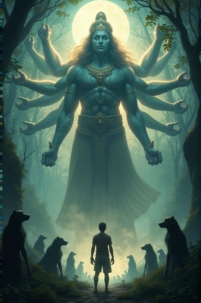 Ek Ladka jungle mein fansa hua Charon Taraf bhoot Gire Hue aur uske bad Shankar Bhagwan bachane ke liye bahut bada Virat Roop Lekar Khada hua