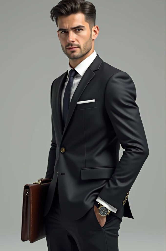 Create the image of a very realistic YOUNG man who gives the impression of being a businessman