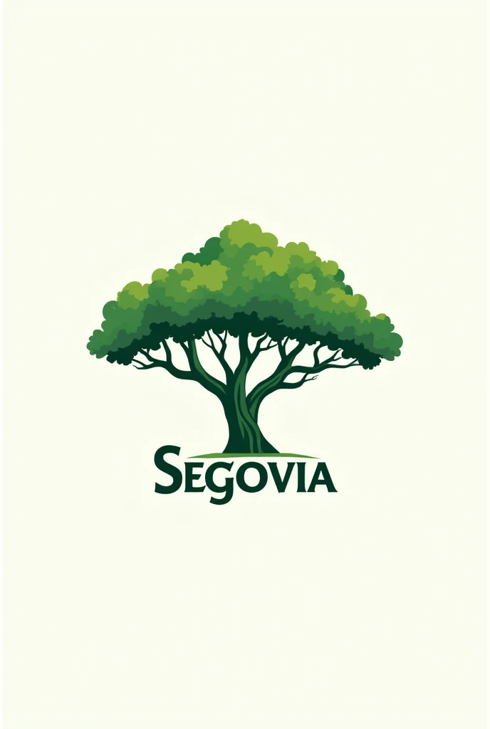 Make me a logo for my company, which is Servicios Generales Segovia, green color and containing a queñua tree, that contains the surname Segovia within the branches of the tree, 
