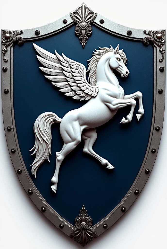 Create a Team shield whose symbol would be a pegasus. but nothing colorful can be in white and blue