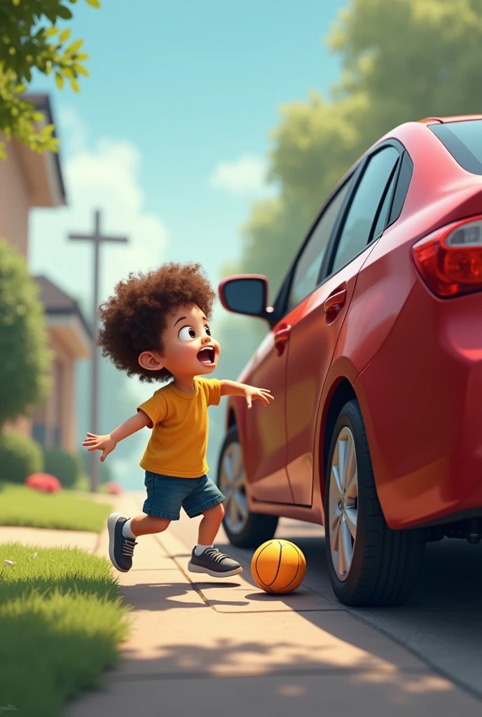 Now the same child hits a car with the ball
