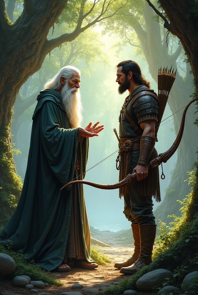 A wizard meeting an archer man