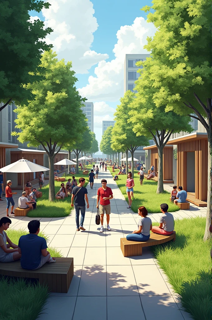 “Public spaces and green spaces can serve as meeting places and thus strengthen social life and social cohesion in the district and also improve the quality of life of the users*indoor.“
