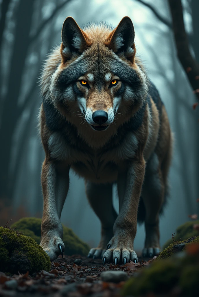 Muscular wolf with huge cock