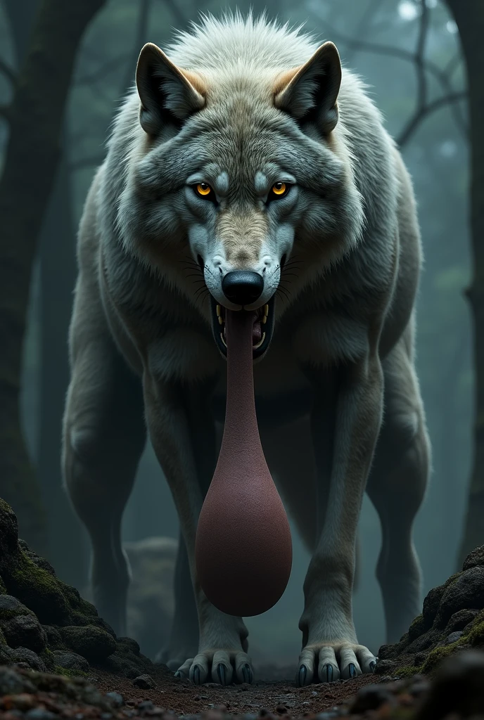 Muscular wolf with huge cock