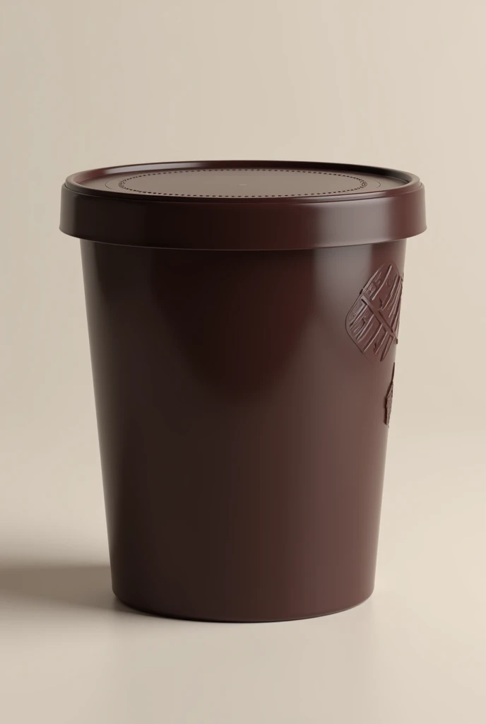Make a dark brown ice cream can lid that has a little relief on the right side