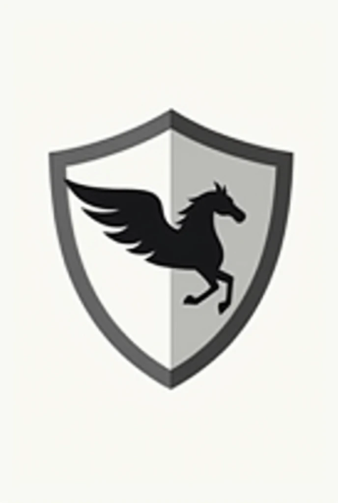 Create a minimalist shield to use in a job/ Presentation, whose symbol is a pegasus ( MAKE IT AS SIMPLE AS POSSIBLE)