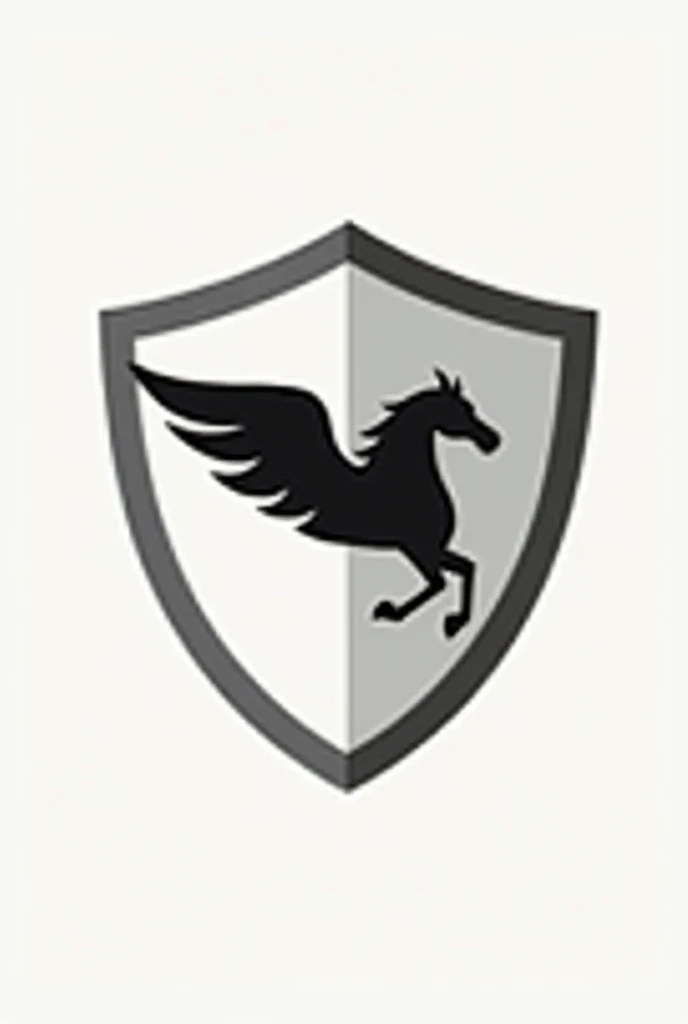 Create a minimalist shield to use in a job/ Presentation, whose symbol is a pegasus ( MAKE IT AS SIMPLE AS POSSIBLE)