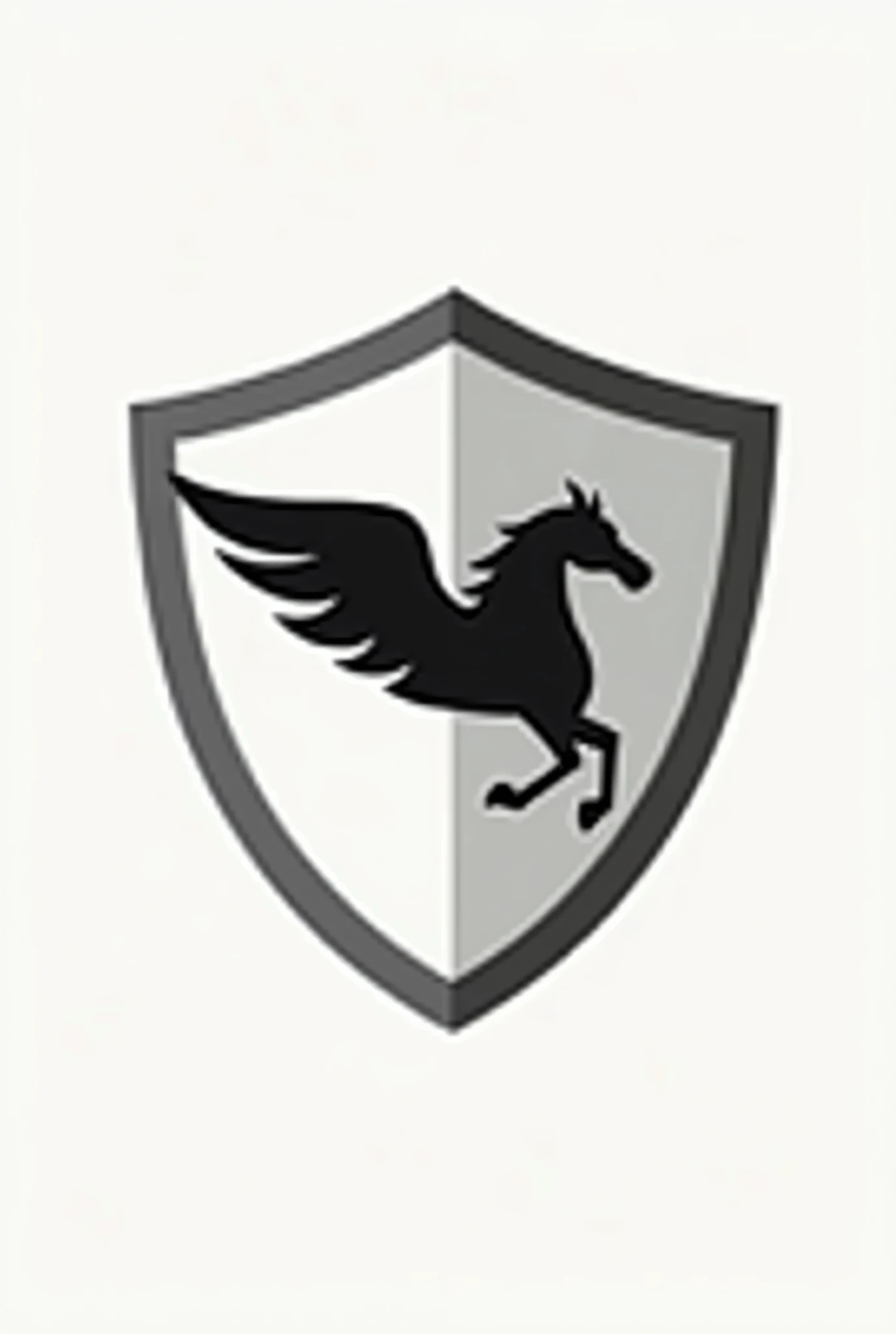 Create a minimalist shield to use in a job/ Presentation, whose symbol is a pegasus ( MAKE IT AS SIMPLE AS POSSIBLE)