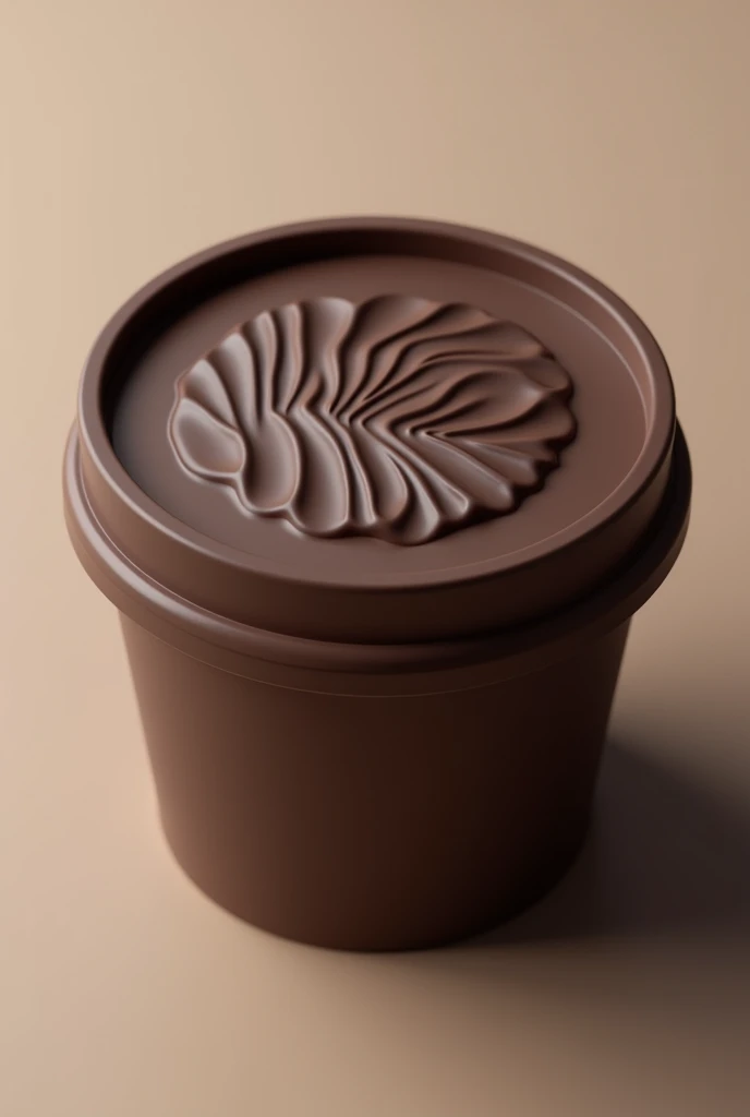 Make a dark brown ice cream container lid that has a little relief so that the lid can be seen from above.