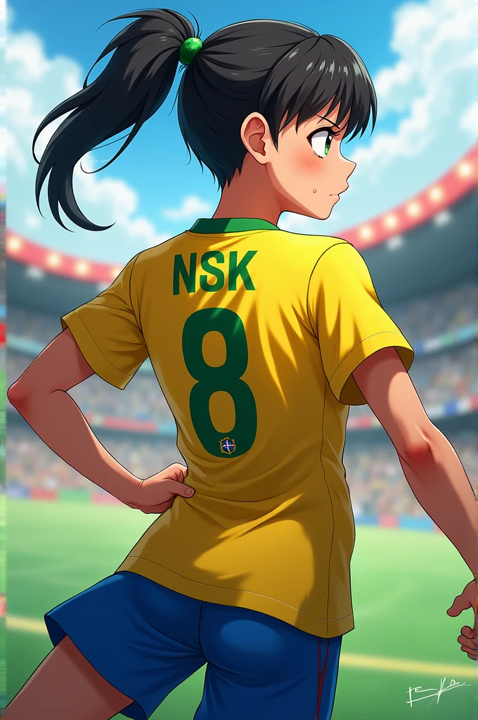 A anime character with Brazil jersey number 8 and name NSK