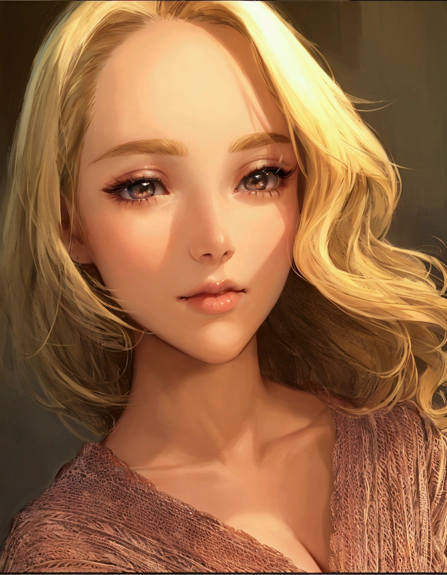a close up of a woman with blonde hair and a sweater, headshot profile picture, with professional makeup, blonde hair and large eyes, sydney sweeney, looking to the side off camera, stunning closeupheadshot, rosey cheeks, lovely delicate face, a gorgeous blonde, detailed flawless face, 1 8 yo, sexy face with full makeup, jaw dropping beauty, high quality portrait