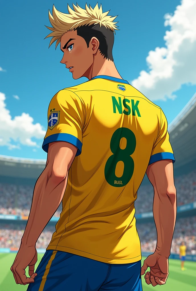 A anime male character with Brazil jersey number 8 and name NSK