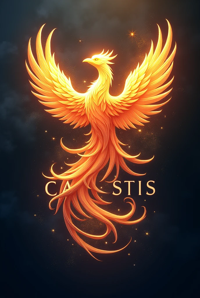 Logo for promotion of a phoenix bird that represents something celestial, add the word caelestis 2025 