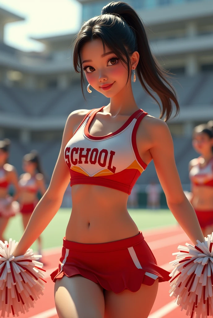 A sexy Young asian student cheerleader, high quality, photorealistic